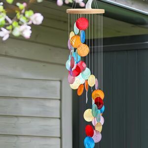 Rainbow Spinning Wind Chime, Seven-color Handcrafted Sun Catcher Garden Ornament